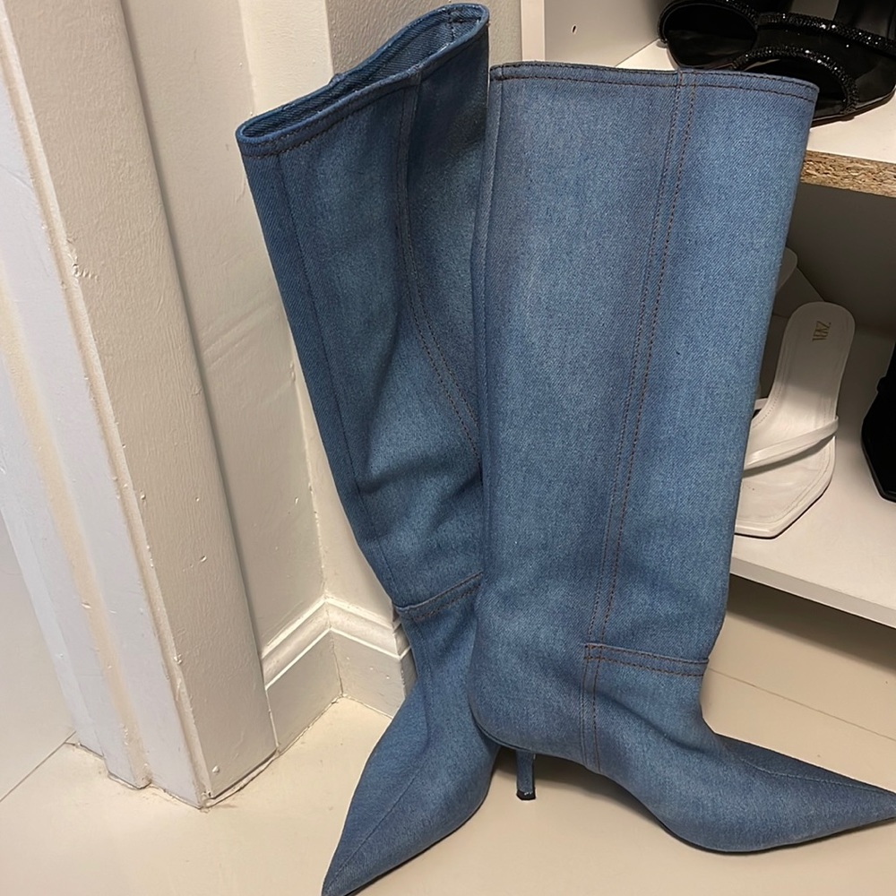 Zara denim high boots size 39